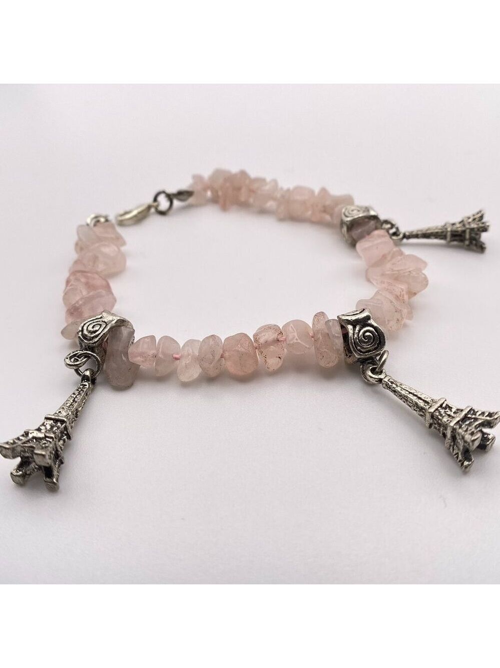 Pink Gemstone Chips Beaded Adjustable Bracelet Natural Chip Stone Boho Beads